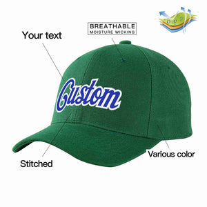 Custom Green Royal-White Curved Eaves Sport Baseball Cap Design for Men/Women/Youth