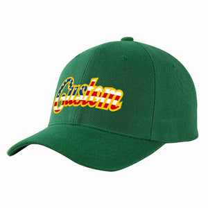 Custom Green Vintage USA Flag-Gold Curved Eaves Sport Baseball Cap Design for Men/Women/Youth