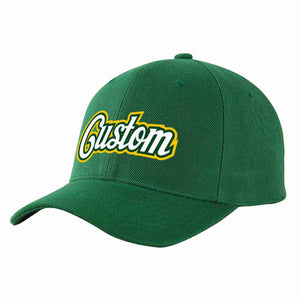 Custom Green White-Kelly Green Curved Eaves Sport Baseball Cap Design for Men/Women/Youth