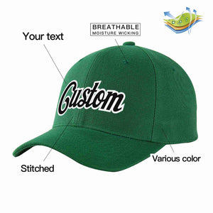 Custom Green Black-White Curved Eaves Sport Baseball Cap Design for Men/Women/Youth