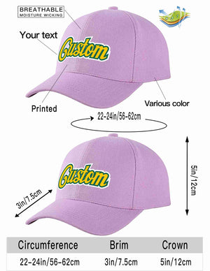 Custom Light Purple Gold-Kelly Green Curved Eaves Sport Baseball Cap Design for Men/Women/Youth