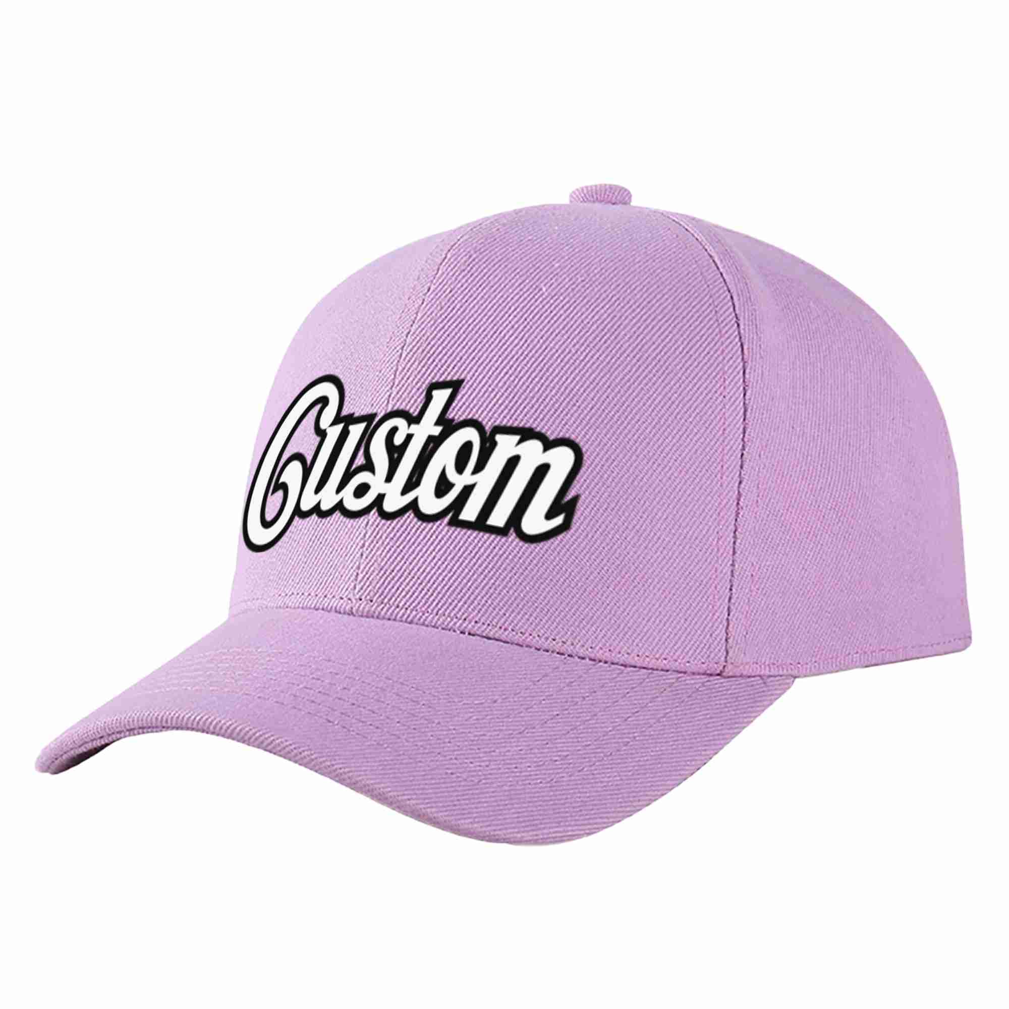 Conception personnalisée de casquette de baseball de sport incurvée violet clair blanc-noir pour hommes/femmes/jeunes