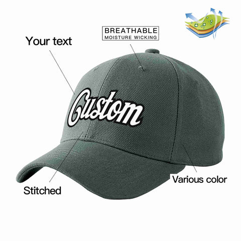 Custom Dark Gray White-Black Curved Eaves Sport Baseball Cap Design for Men/Women/Youth