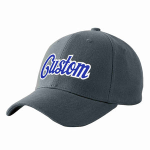 Conception personnalisée de casquette de baseball de sport incurvée gris foncé royal-blanc pour hommes/femmes/jeunes