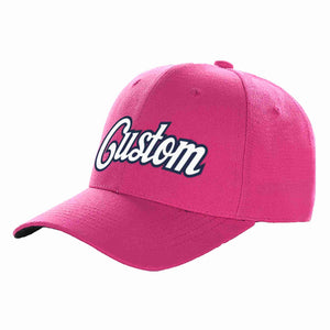 Custom Rose Red White-Navy Curved Eaves Sport Baseball Cap Design for Men/Women/Youth