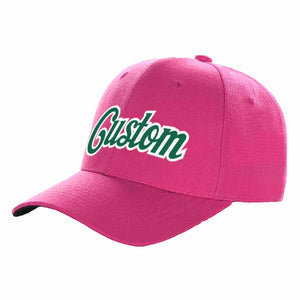 Custom Rose Red Kelly Green-White Curved Eaves Sport Baseball Cap Design for Men/Women/Youth