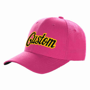 Conception personnalisée de casquette de baseball incurvée Eaves Sport Rose rouge noir-or pour hommes/femmes/jeunes