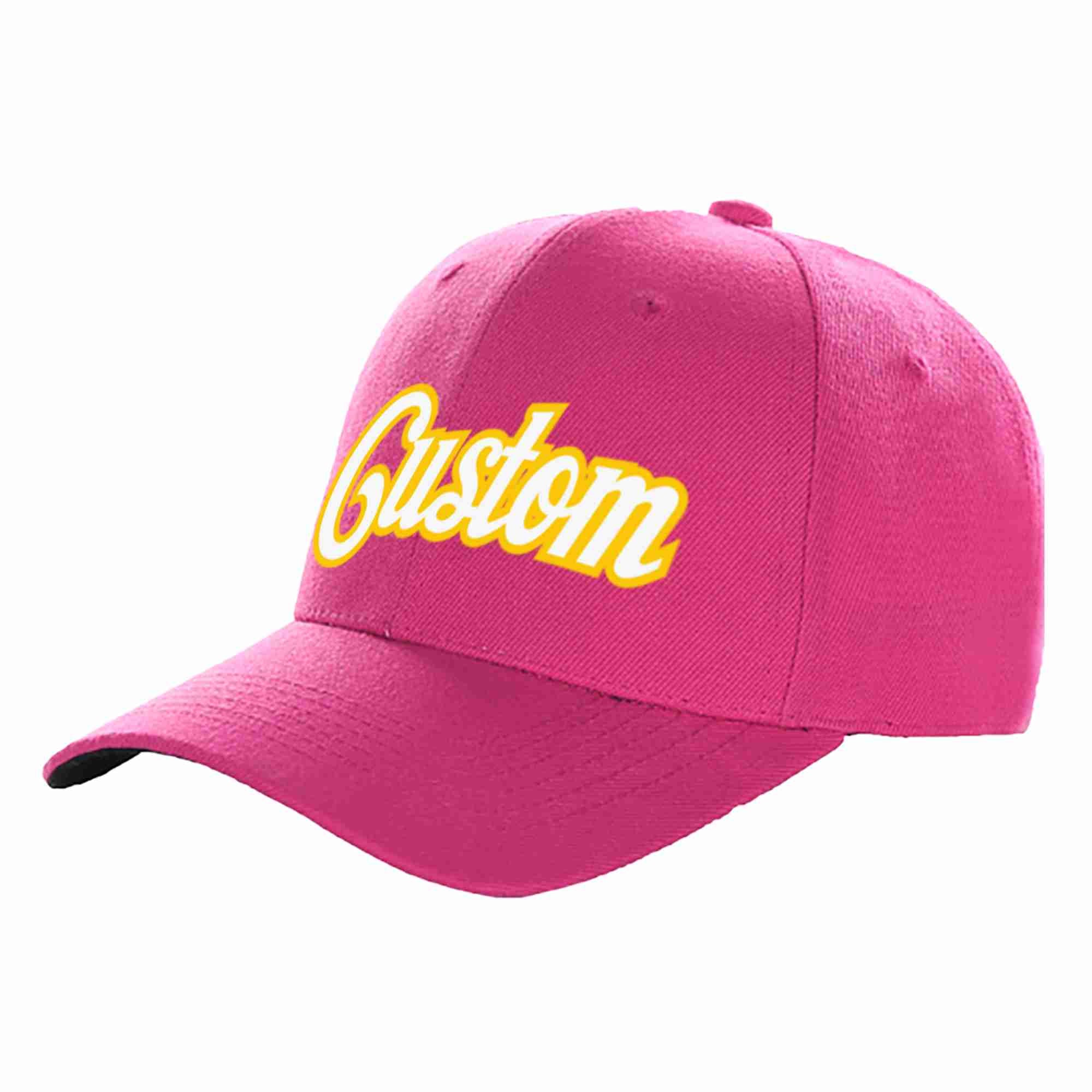 Custom Rose Red White-Gold Curved Eaves Sport Baseball Cap Design for Men/Women/Youth