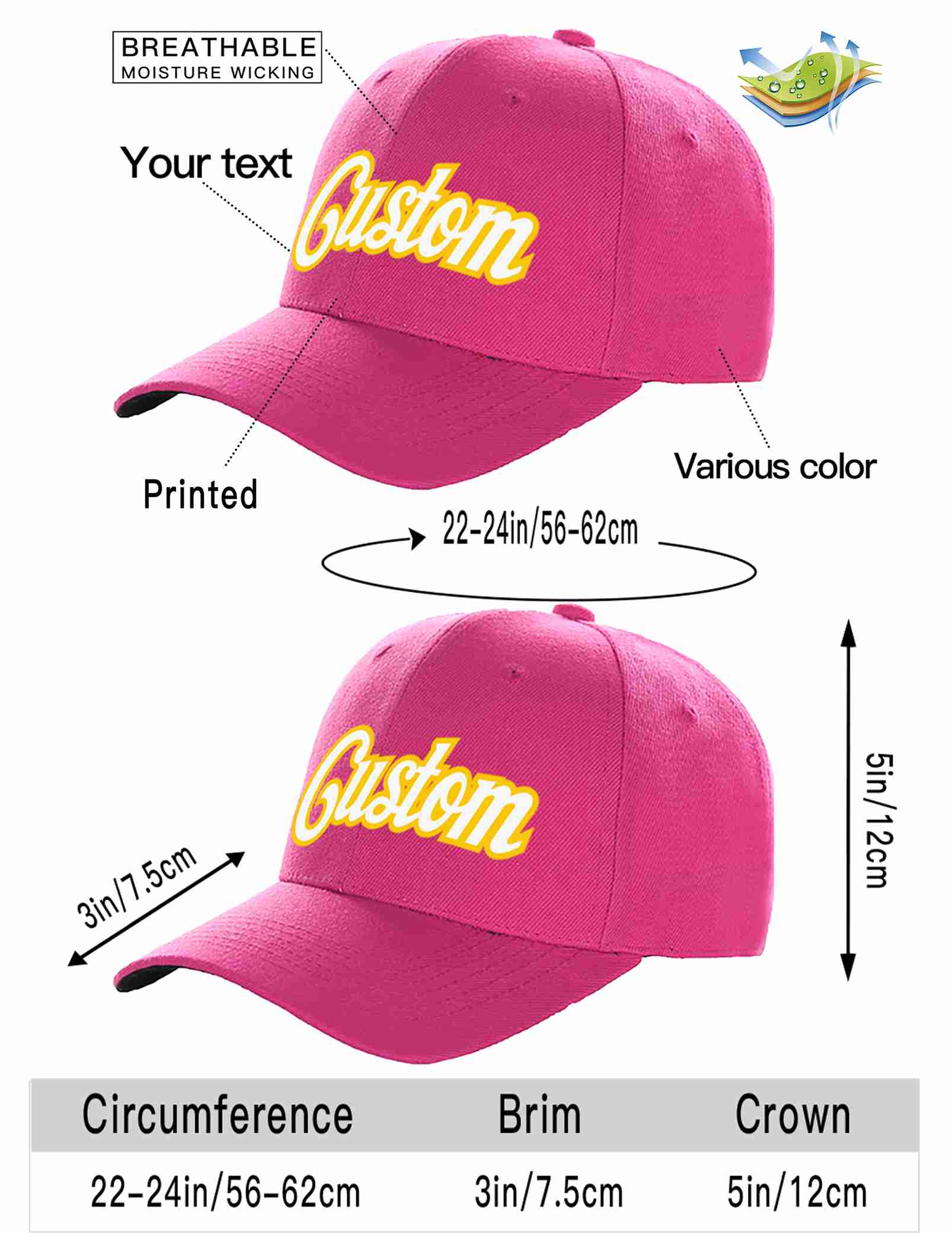 Custom Rose Red White-Gold Curved Eaves Sport Baseball Cap Design for Men/Women/Youth