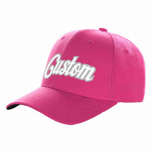 Casquette de baseball de sport incurvée personnalisée Rose rouge blanc-gris pour hommes/femmes/jeunes