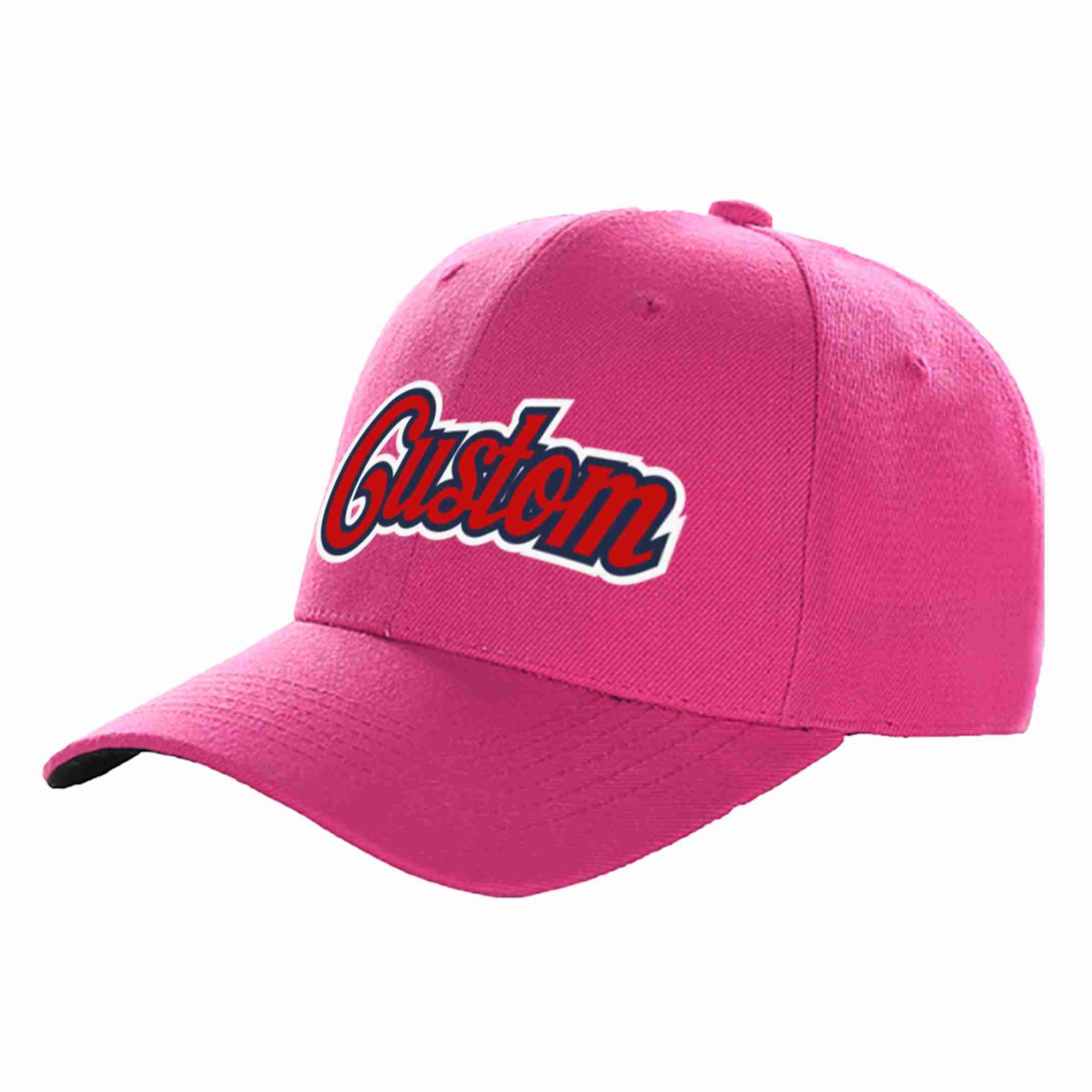 Custom Rose Red Red-Navy Curved Eaves Sport Baseball Cap Design for Men/Women/Youth