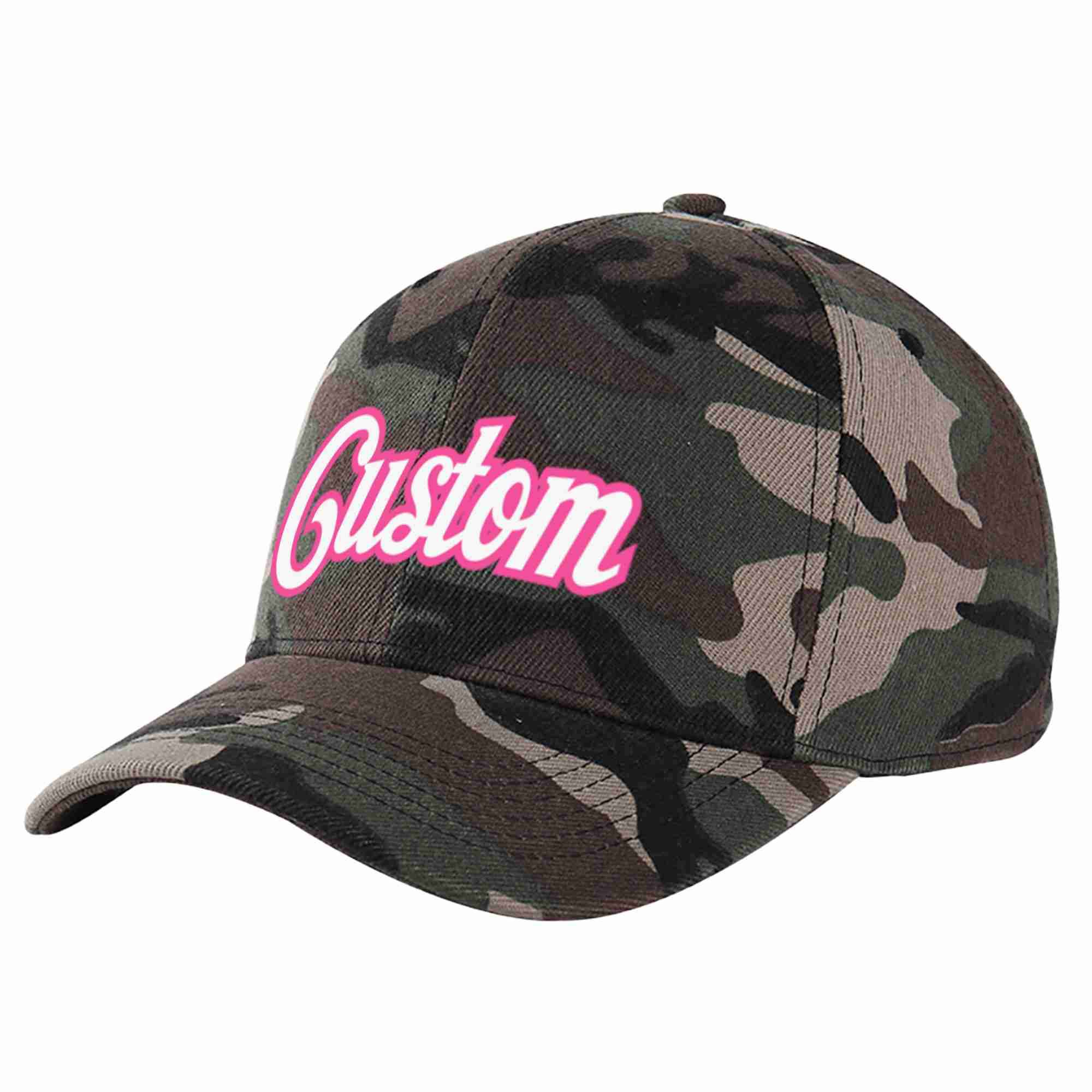 Custom Camo White-Pink Curved Eaves Sport Baseball Cap Design for Men/Women/Youth