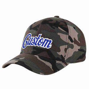 Custom Camo Royal-White Curved Eaves Sport Baseball Cap Design for Men/Women/Youth