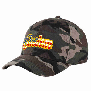 Custom Camo Vintage USA Flag-Gold Curved Eaves Sport Baseball Cap Design for Men/Women/Youth