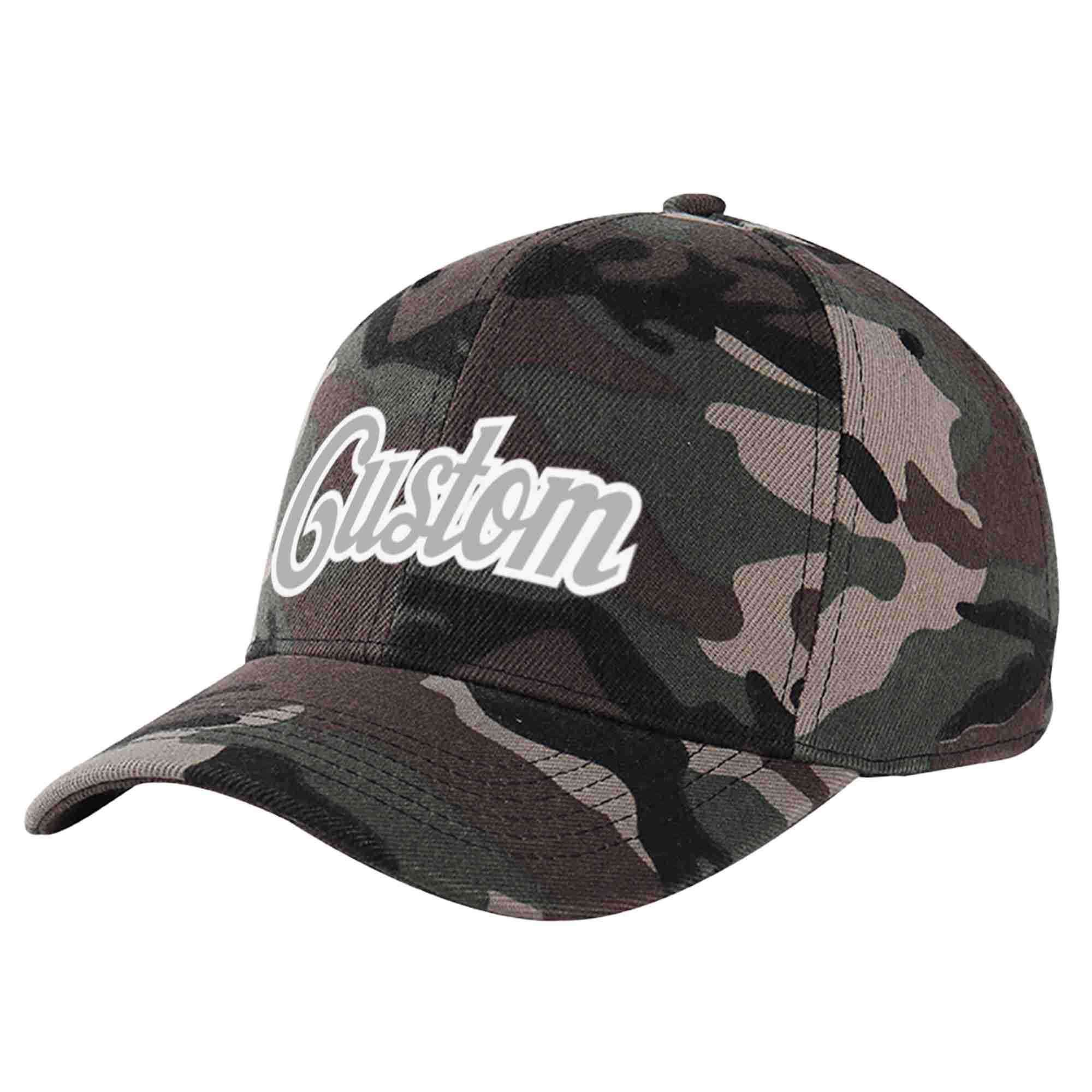 Casquette de baseball de sport incurvée gris-blanc camouflage personnalisée pour hommes/femmes/jeunes