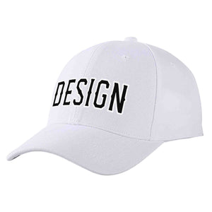 Custom White Black-White Curved Eaves Sport Design Baseball Cap