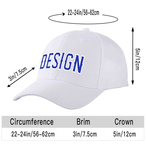 Custom White Royal-White Curved Eaves Sport Design Baseball Cap