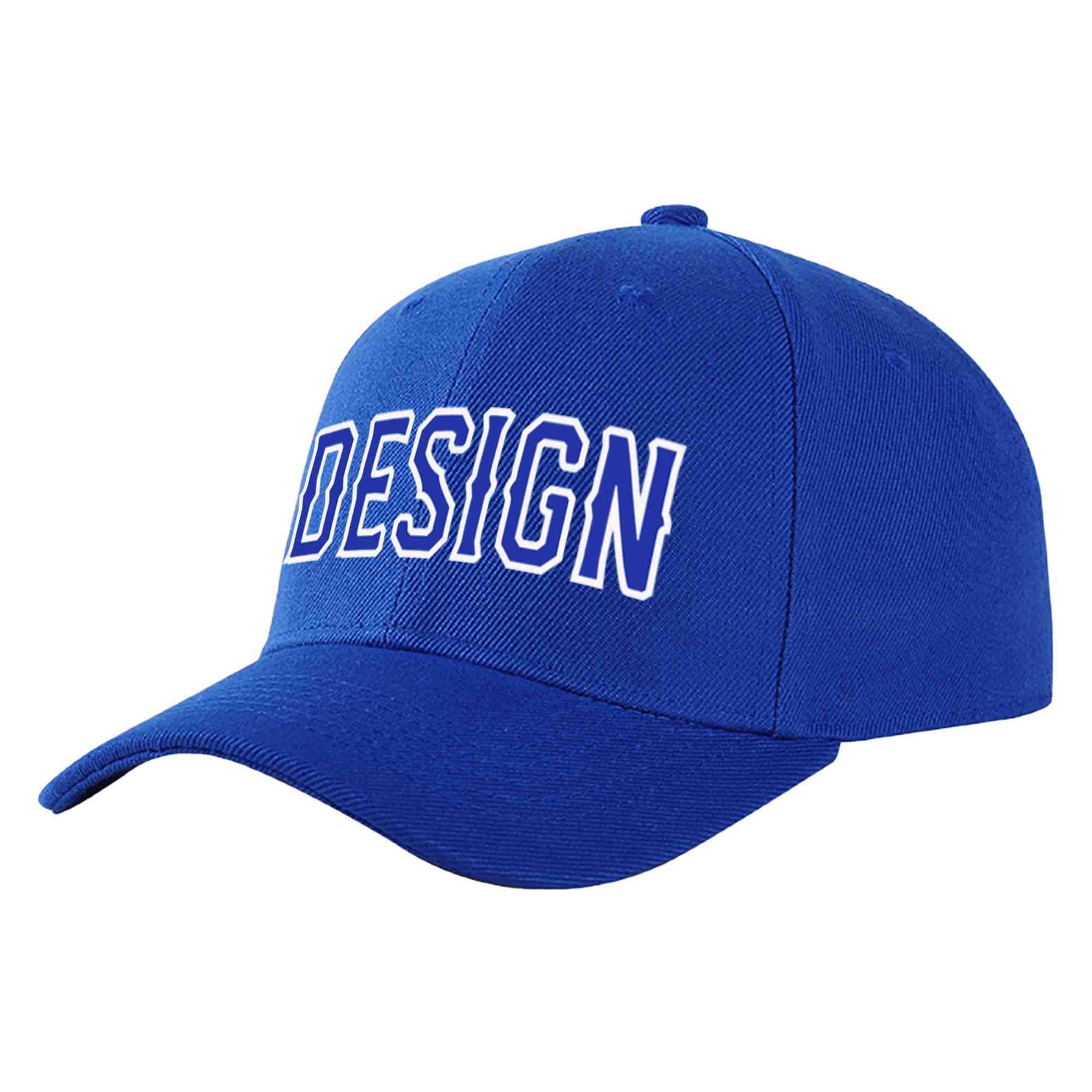 Custom Royal Royal-White Curved Eaves Sport Design Baseball Cap