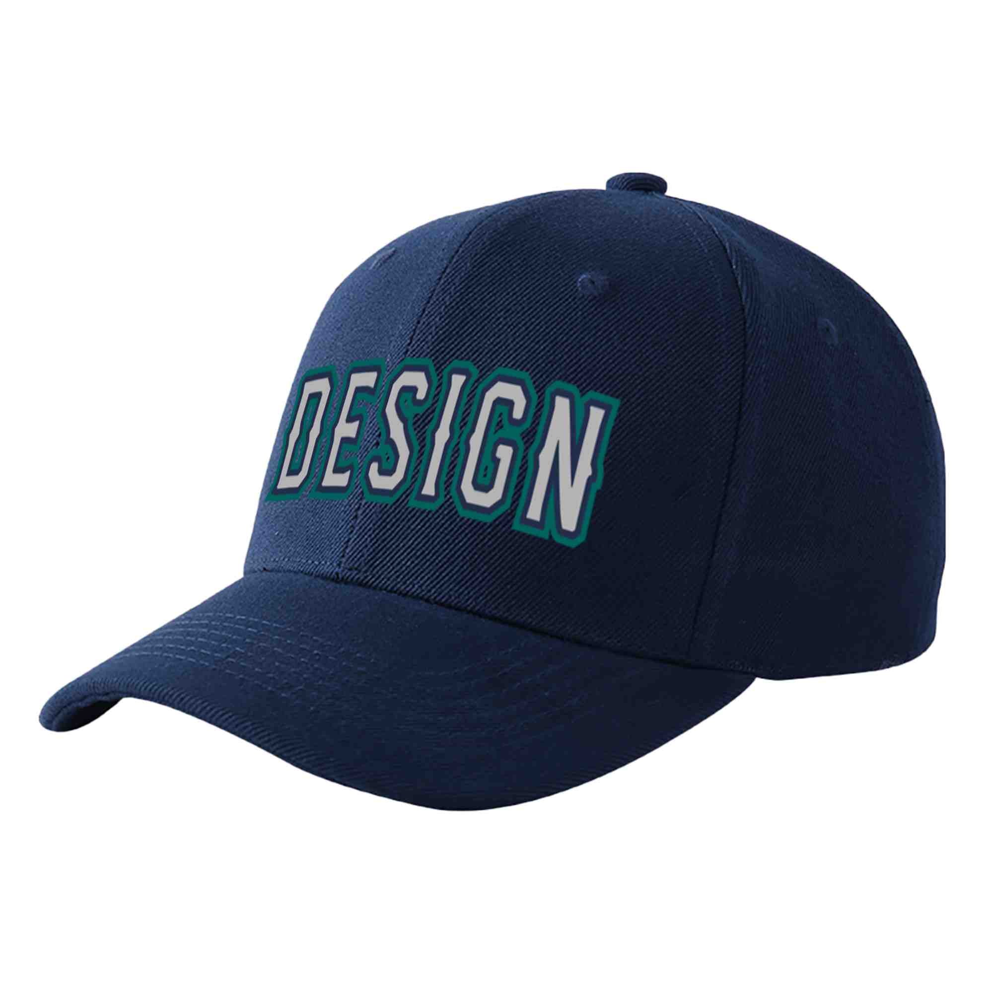 Custom Navy Gray-Navy Curved Eaves Sport Design Baseball Cap