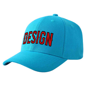 Casquette de baseball personnalisée Aqua Red-Black Curved Eaves Sport Design