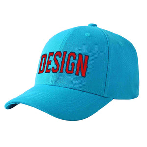 Casquette de baseball personnalisée Aqua Red-Navy Curved Eaves Sport Design