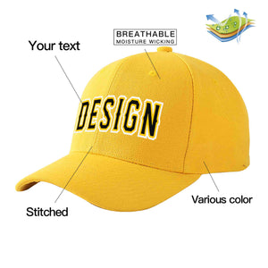 Custom Gold Black-Gold Curved Eaves Sport Design Baseball Cap