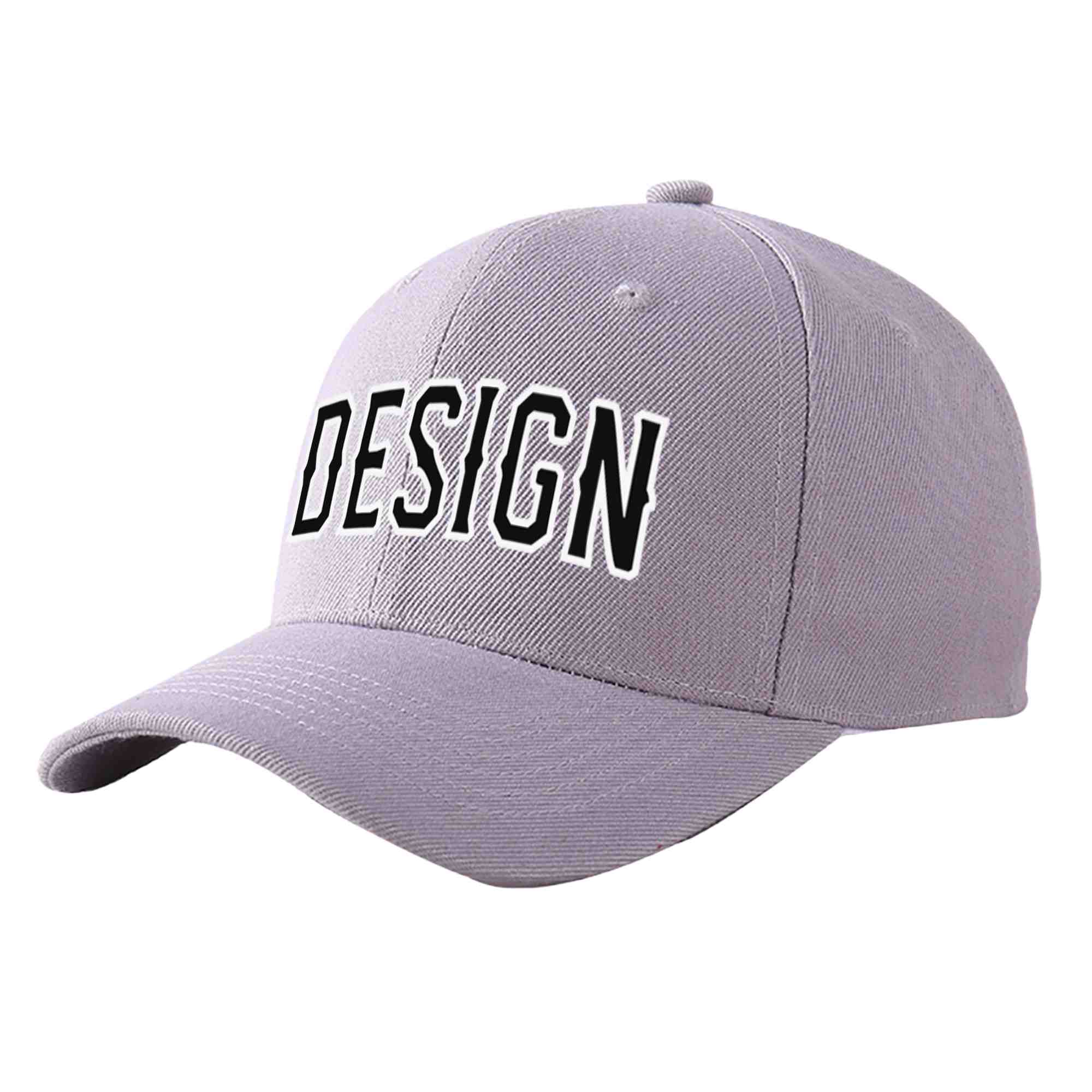 Casquette de baseball personnalisée gris noir-blanc courbé Eaves Sport Design