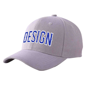 Custom Gray Royal-White Curved Eaves Sport Design Baseball Cap