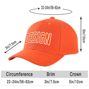 Custom Tangerine Orange-White Curved Eaves Sport Design Baseball Cap