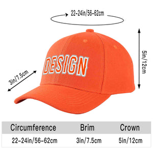 Custom Tangerine Orange-White Curved Eaves Sport Design Baseball Cap