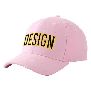 Custom Pink Black-Gold Curved Eaves Sport Design Baseball Cap