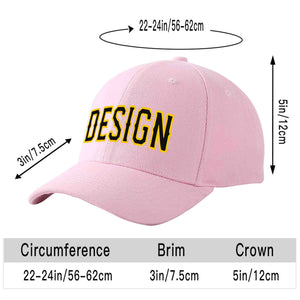 Custom Pink Black-Gold Curved Eaves Sport Design Baseball Cap