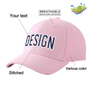 Custom Pink Navy-White Curved Eaves Sport Design Baseball Cap