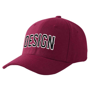 Casquette de baseball de conception de sport d'avant-toit incurvé noir-blanc de vin rouge personnalisé