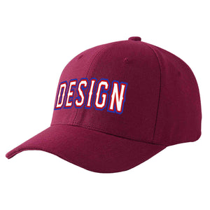 Casquette de baseball de conception de sport d'avant-toit incurvé blanc-rouge de vin rouge personnalisé