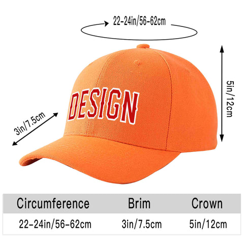 Custom Orange Red-White Curved Eaves Sport Design Baseball Cap