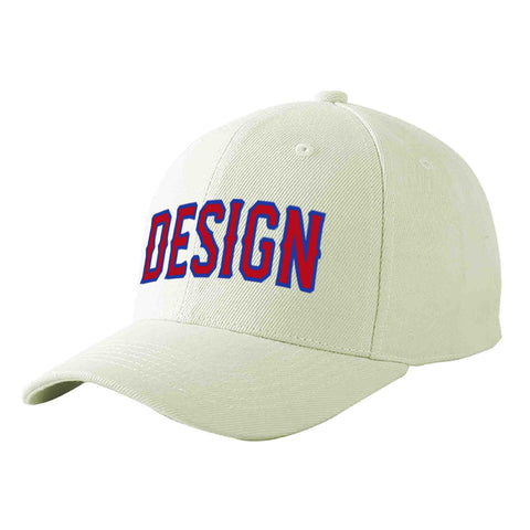 Custom Cream Red-Royal Curved Eaves Sport Design Baseball Cap