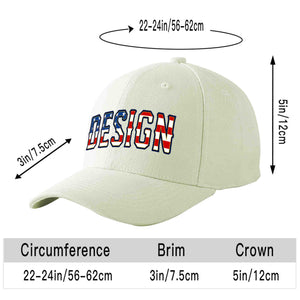 Custom Cream Vintage USA Flag-Gold Curved Eaves Sport Design Baseball Cap