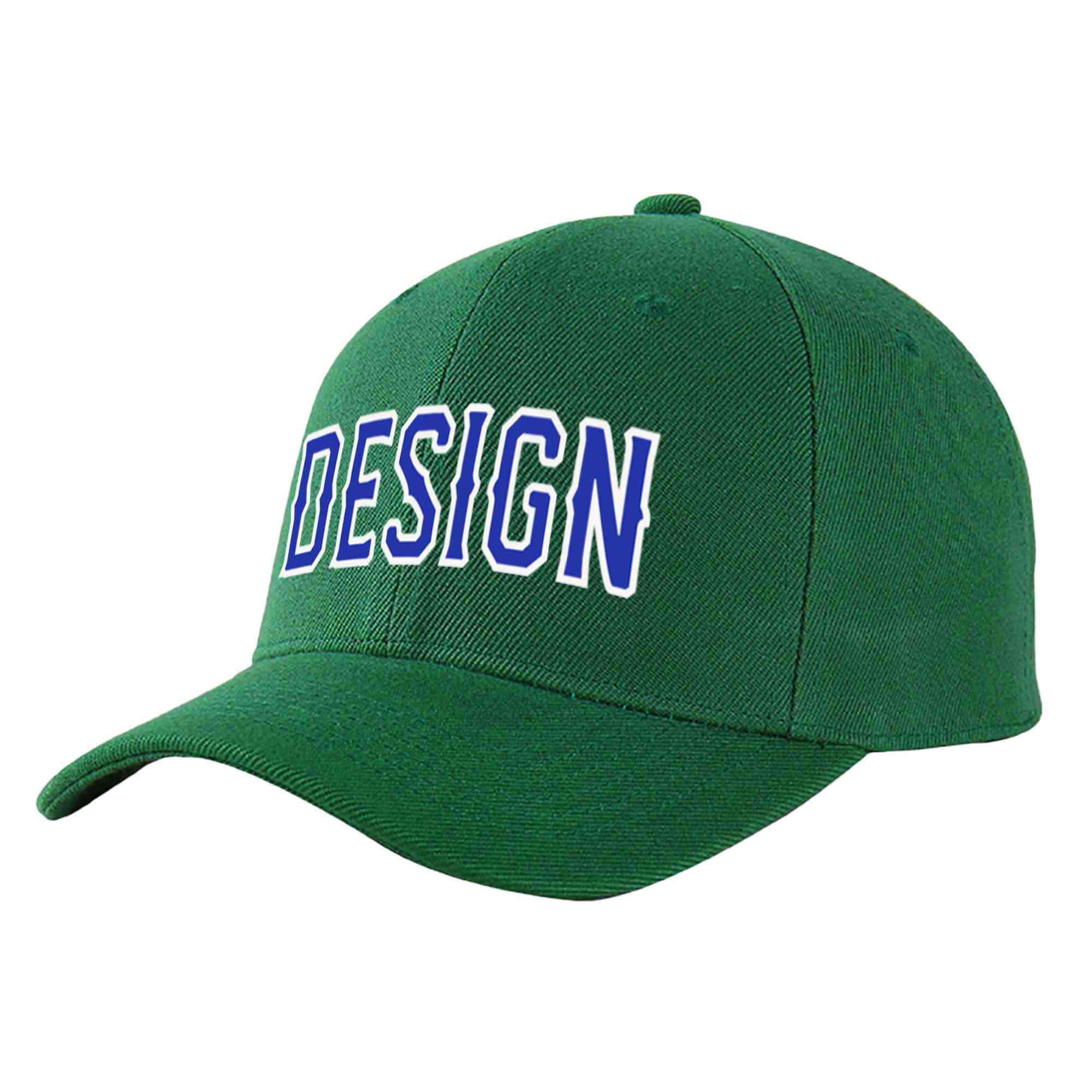 Custom Green Royal-White Curved Eaves Sport Design Baseball Cap