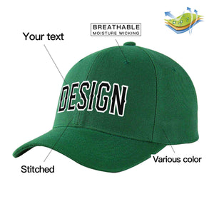 Custom Green Black-White Curved Eaves Sport Design Baseball Cap