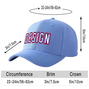 Custom Sky Blue White-Royal Curved Eaves Sport Design Baseball Cap