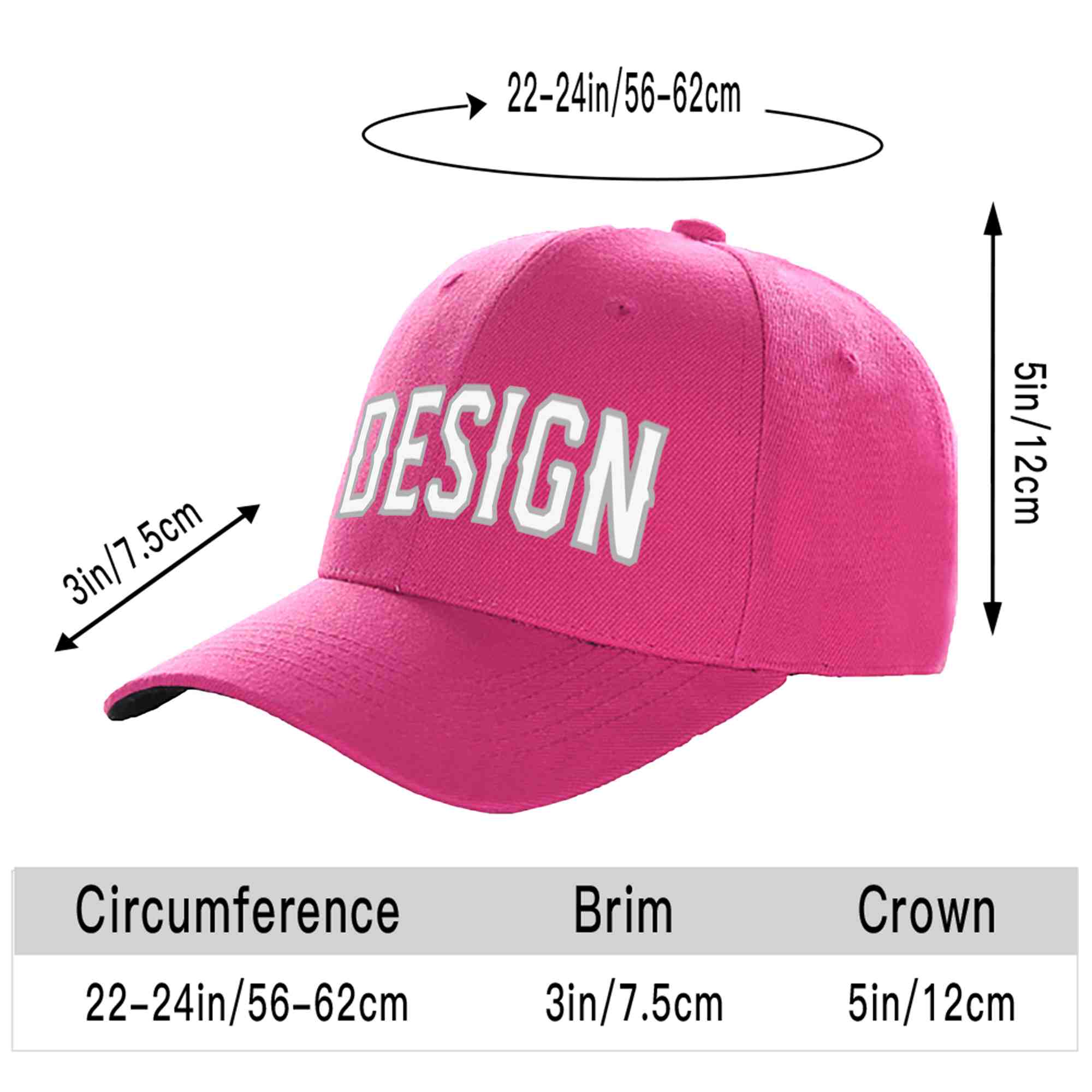 Custom Rose Red White-Gray Curved Eaves Sport Design Baseball Cap