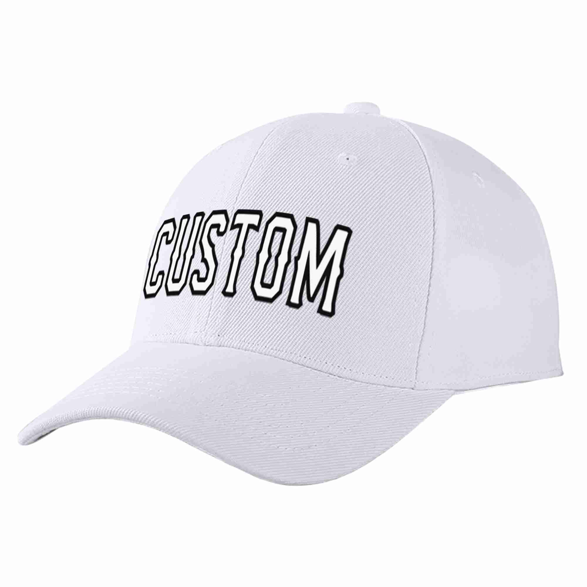 Custom White White-Black Curved Eaves Sport Baseball Cap Design for Men/Women/Youth