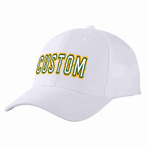 Conception personnalisée de casquette de baseball de sport incurvée blanc-vert Kelly pour hommes/femmes/jeunes