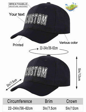 Custom Black White-Black Curved Eaves Sport Baseball Cap Design for Men/Women/Youth