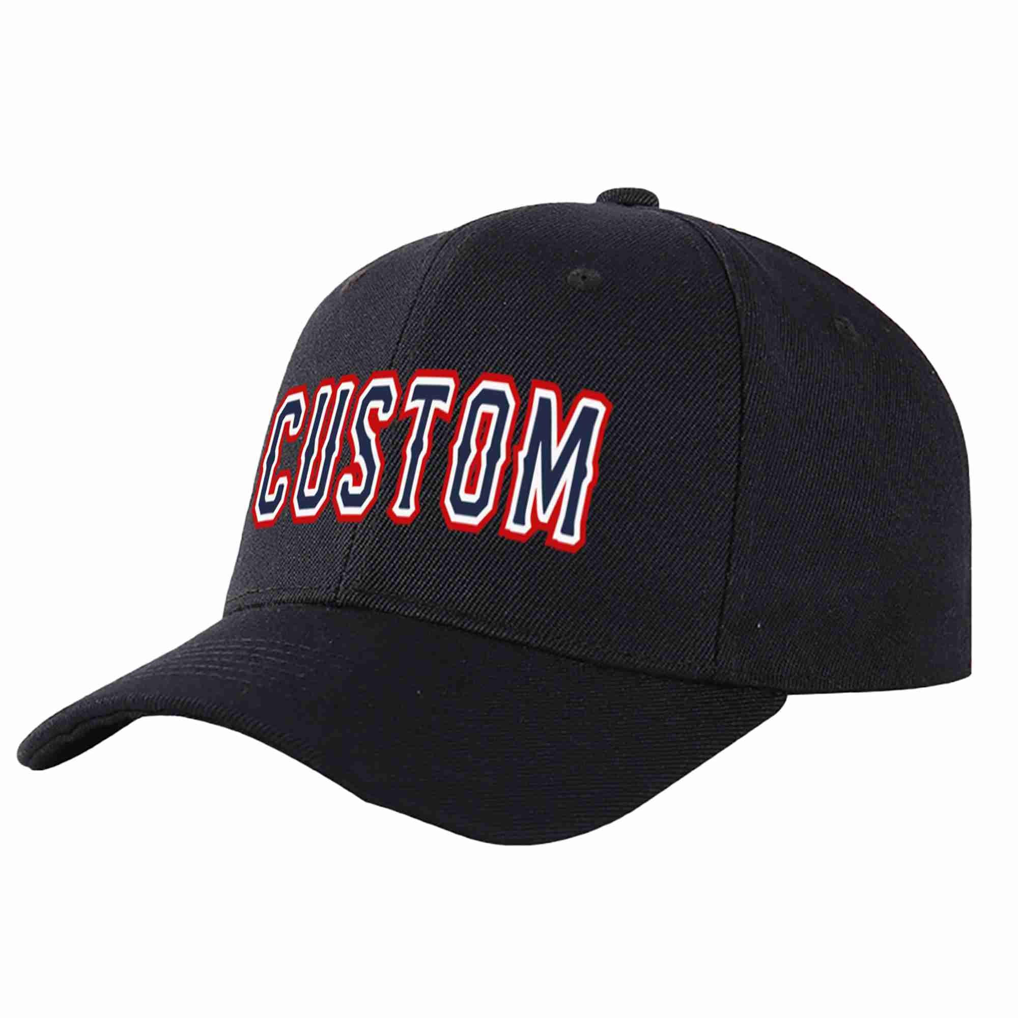 Conception personnalisée de casquette de baseball de sport incurvée noir marine-blanc pour hommes/femmes/jeunes