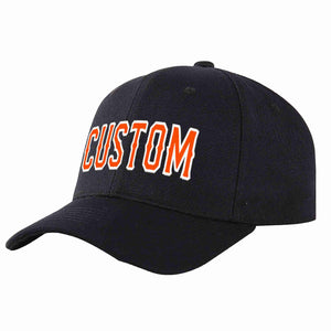 Conception personnalisée de casquette de baseball de sport incurvée noir orange-blanc pour hommes/femmes/jeunes