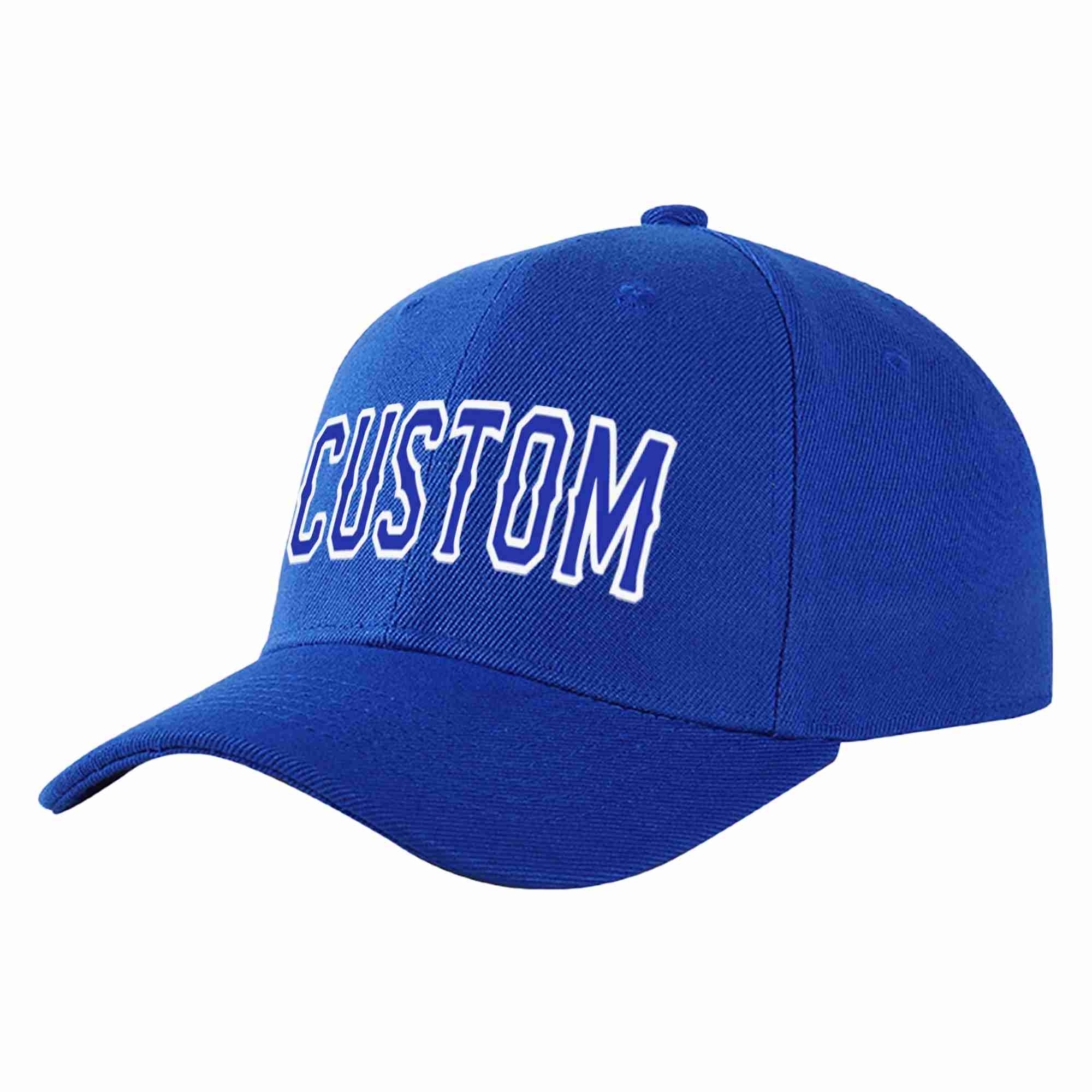 Custom Royal Royal-White Curved Eaves Sport Baseball Cap Design for Men/Women/Youth