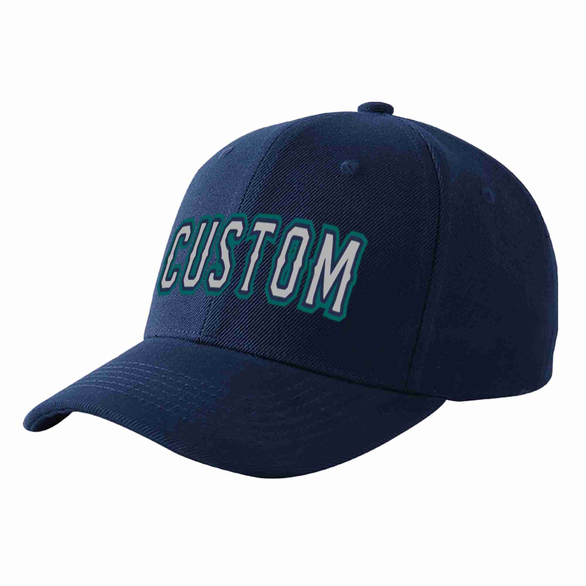 Conception personnalisée de casquette de baseball de sport incurvée gris-marine pour hommes/femmes/jeunes