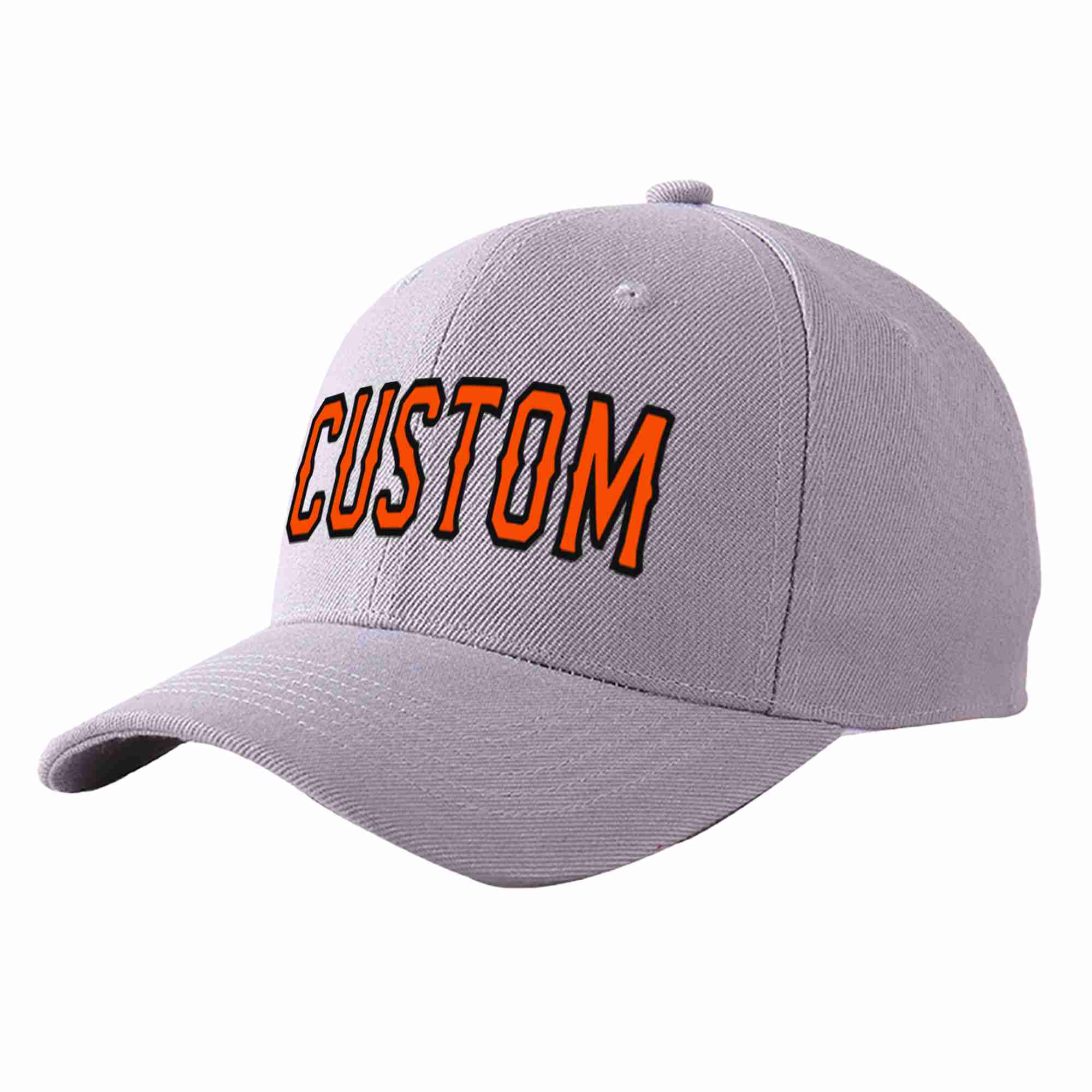 Custom Gray Orange-Black Curved Eaves Sport Baseball Cap Design for Men/Women/Youth